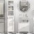 Wooden Collection Tall Bathroom Linen Tower with Adjustable Shelving & Cupboard Perspective: right