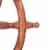 Teak Wood Ship Wheel With Brass Inset and Six Spokes - Brown and Gold Perspective: right