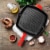 NutriChef 11 Inch Square Cast Iron Skillet with Porcelain Enamel Coating, Red Perspective: right
