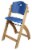 Abiie Beyond Wooden High Chair with Tray. (Natural Wood - Blue Cushion) Perspective: right