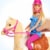 Barbie Doll, Blonde, Wearing Riding Outfit with Helmet, and Light Brown Horse with White Mane Perspective: right