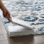 Abstract Diamond Moroccan Trellis 5x8 Indoor and Outdoor Area Rug - Ivory and Blue Perspective: right