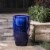 Glitzhome Ceramic Outdoor Fountain with Pump and LED Light - Cobalt Blue Perspective: right