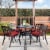 Glitzhome Set of Two Cast Aluminum Dining Chairs with Wine Red Cushions and Beige Covers Perspective: right