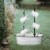 Glitzhome 4-Tiered Enamel Metal Pitchers Fountain - White Perspective: right
