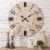 Glitzhome 31.7 Inches Large Engraved Numerals Battery Operated Clock, White Wooden Wall Clock Perspective: right