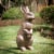 Glitzhome 22.75 Inch Standing Rabbit Statue Faux Bronze Distressed Texture Perspective: right