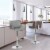 Glitzhome Set of Two Mid-century Gray Leather Adjustable Height Swivel Bar Stool Perspective: right
