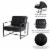 Glitzhome Button-Tufted PU Leather Arm Chair, 31.5 Inch Tall Black Metal Frame Perspective: right