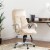 Glitzhome 47 Inch Height Beige Velvet Gaslift Adjustable Swivel Office Chair Perspective: right