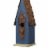 Glitzhome 13.25 Inch Tall Retro Blue Distressed Solid Wood Birdhouse Perspective: right