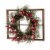 Glitzhome Flocked Pinecone & Berry Wreath Wooden Window Frame Perspective: right