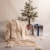 Glitzhome Knitted Beige Gold Lurex Throw Blanket with Tassels Perspective: right