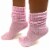 2 Pairs Pink Girls Soft Slouch Socks Plush Cotton Thick Knit Scrunch Junior 6-8 Perspective: right