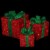 Northlight Set of 3 Lighted Red and Green Tinsel Gift Boxes with Bows Christmas Outdoor Perspective: top
