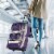 Olympia 29 Inch 8 Pocket U Shape Rolling Duffel Bag with Handle, Dark Lavender Perspective: top