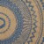 DII French Blue Aztec Print On Natural Round Jute Placemat (Set of 6) Perspective: top