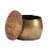 Linon Reid Metal Drum Table with Storage in Brass Perspective: top