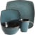 Gibson Elite Soho Lounge 16 Piece Plates, Bowls, & Mugs Dinnerware Set, Teal Perspective: top