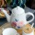 Martha Stewart White Floral Ceramic Tea Pot Perspective: top