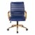 Mid-Back Faux Leather Chair with Gold Finish in Navy Faux Leather Perspective: top