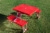 Picnic Table Portable Folding Table with Seats, Red Perspective: top