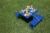 Picnic Table Portable Folding Table with Seats, Royal Blue Perspective: top