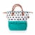 Urban Lunch Bag, Teal with Polka Dot Pattern Perspective: top