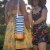 Malbec Insulated Canvas and Willow Wine Bottle Basket, Navy Blue & White Stripe Perspective: top