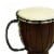 Benzara Small Wood and Leather Drum - Brown/Cream Perspective: top