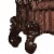 Tufted Fabric Upholstered Wooden Vanity Stool With Scrolled Legs, Cherry Oak Brown Perspective: top