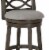 Benjara 38.25 Modern Solid Wood Lattice Back Swivel Counter Stool in Gray Perspective: top