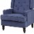 Rocking Chair with Button Tufted Wingback and Track Arms, Navy Blue- Saltoro Sherpi Perspective: top