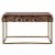 51 Inch 3 Drawer Mango Wood Console Table, Diamond Textured Panels, Metal Frame, Brown Perspective: top