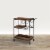 30 Inch Handcrafted Mango Wood Bar Serving Cart with Caster Wheels, 6 Bottle Holders, Tray Perspective: top