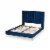 Serrano Glam and Luxe Navy Blue Velvet Fabric and Gold Metal Full Size Platform Bed Perspective: top