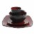 Gibson Soho Lounge 16 Piece Red Glazed Dinnerware Plates, Bowls, & Mugs (2 Pack) Perspective: top