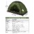 Night Cat Easy Setup Lightweight Waterproof Backpacking Tent, 1 Person, Green Perspective: top