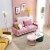 JULYFOX Mid Century Modern Button Tufted Velvet Loveseat Sofa Couch, Rose Pink Perspective: top