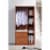 Hodedah Import 3 Door Armoire with Clothing Rod, Shelves, and 2 Drawers, Cherry Perspective: top