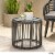 Noble House Pabrico Outdoor Tempered Glass Top Wicker Side Table in Gray Perspective: top