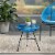 Noble House Nusa Outdoor Tempered Glass Top Faux Rattan Side Table in Blue Perspective: top