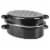 Home Basics Deep Oval Natural Non-Stick 12” Enameled Carbon Steel Roaster Pan with Lid, Black Perspective: top