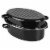 Home Basics Deep Oval Natural Non-Stick 14” Enameled Carbon Steel Roaster Pan with Lid, Black Perspective: top