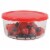 Home Basics Round 32 oz. Borosilicate Glass Food Storage Container with Red Lid Perspective: top