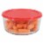 Home Basics Round 55 oz. Borosilicate Glass Food Storage Container with Red Lid Perspective: top