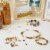 Wooden Beads for Crafts and Jewelry Making (5 Designs, 15 Sizes, 700 Pack) Perspective: top