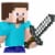 Minecraft Steve Action Figure, 3.25-in, w/ 1 Build-a-Portal Piece & 1 Accessory, Building Toy Perspective: top