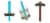 ​Mattel Minecraft Sword and Pickaxe 2-in-1 Toy Perspective: top