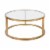 Pemberly Row Metal Round Pedastal Base Coffee Table in Gold and Brass Finish Perspective: top